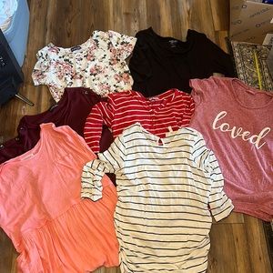 Lot of seven maternity shirts